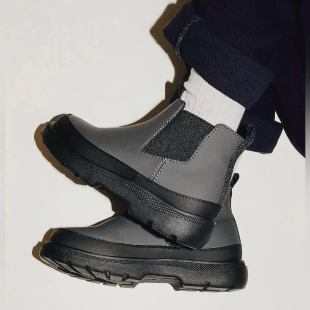 Zara Gray and Black Ankle Toddler Boots EU 24/7.5 US